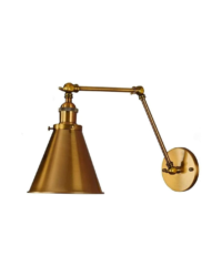 An image of an antique brass angle poise wall lamp.