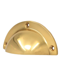 Image of a traditional brass pull cabinet handle.