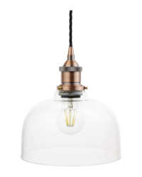 Image of a clear glass antique style pendant light fitting.