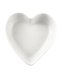Heart-Shaped Bowl Image of a small white ceramic heart-shaped bowl.
