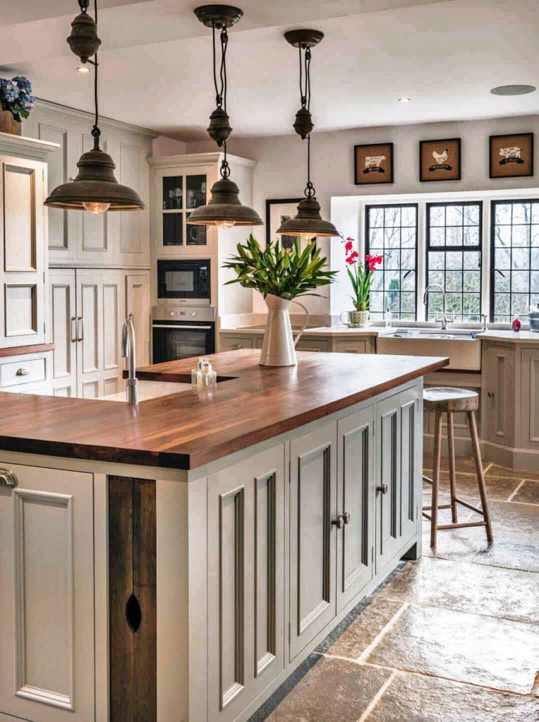 An image of a more traditional style farmhouse kitchen, but with modern upgrades.