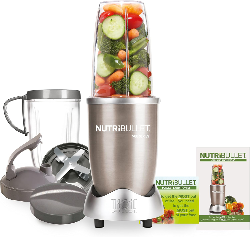 Image of a champagne coloured NutriBullet blender.