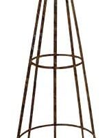 An image of a raw steel (designed to rust) wigwam style garden obelisk for climbing plants.