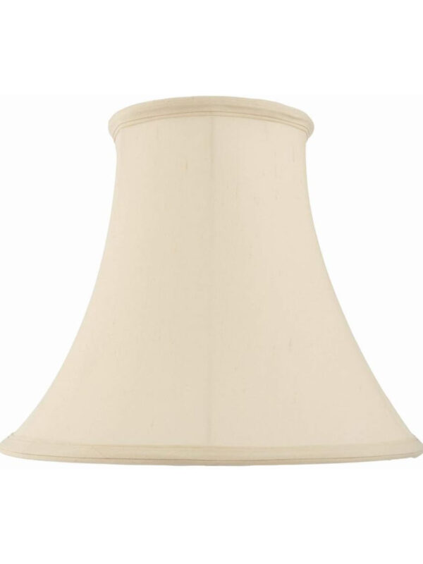 Cream round bell-shaped lamp shade made from cotton-mix fabric in a traditional style